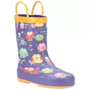 Image of Cotswold Girls Puddle Patterned Rubber Welly Wellington Boots UK Size 10 (EU 28)