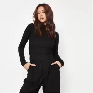 image of Missguided Tall High Neck Rib Bodysuit - Black