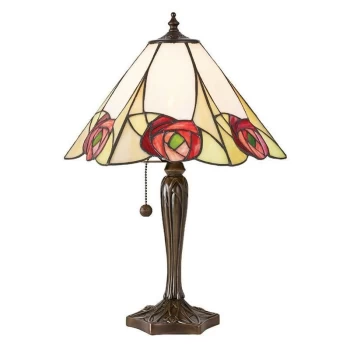 image of Interiors Ingram - 1 Light Medium Table Lamp Tiffany Glass, Dark Bronze Paint with Highlights, E27