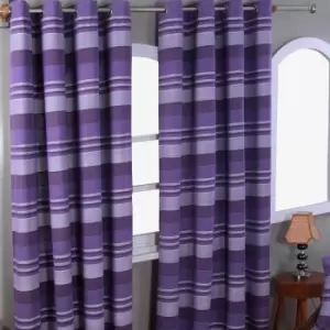 Image of Homecapes Cotton Morocco Striped Mauve Curtain Pair, 66 x 72' Drop - Purple