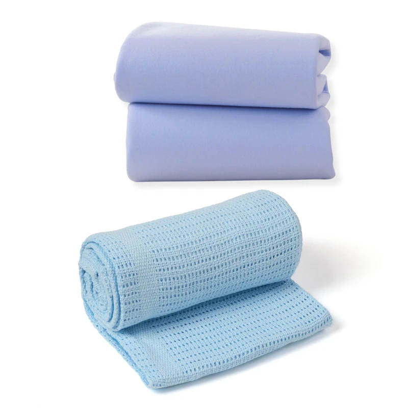 Image of Clair De Lune Clair de Lune Moses Basket Sheets & Pram Cellular Nursery One Size Blue 38179618000