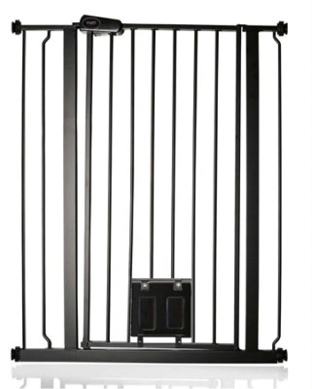 Image of Bettacare Pet Gate With Lockable Cat Flap, 81.4Cm - 89Cm, Black, 104Cm In Height