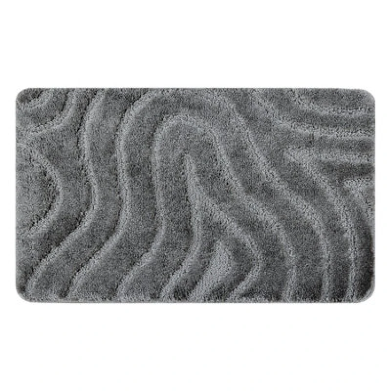 Image of RugsX Bathroom Rug Supreme Waves, Non-Slip, Soft - Grey 50X80 Cm