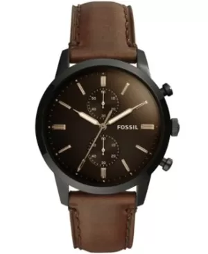 Image of Fossil Men Townsman 44mm Chronograph Brown Leather Watch