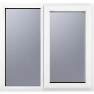 Image of Crystal Casement uPVC Window Right Hand Opening Next To a Fixed Light 1190mm x 1115mm Obscure Double Glazing in White