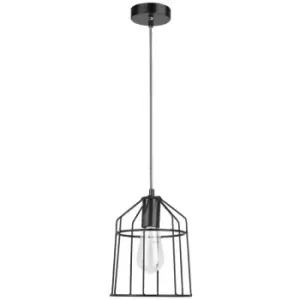 image of Netlighting Merano Asbestos 19cm Wire Frame Pendant Ceiling Light Matt Black Met