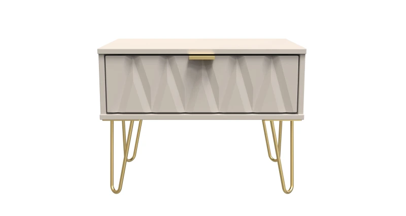 Image of Pesaro Ready Assembled Cashmere 1 Drawer Side Table (H)410mm (W)395mm