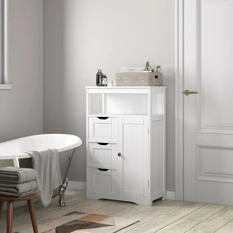 Image of MCC Direct Bathroom Storage Cabinet with 3 Drawers White