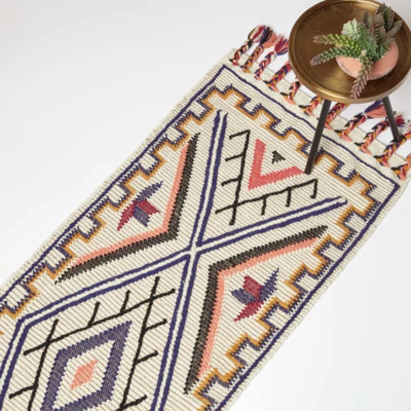 Image of Homescapes Goa Multi Colour Kilim Runner Wool Rug 66 x 200cm Multi unisex