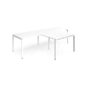Image of Bench Desk 2 Person With Return Desks 2800mm White Tops With White Frames Adapt