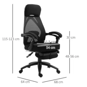 Image of Vinsetto Recliner Mesh Swivel Home Office Chair with Footrest, black