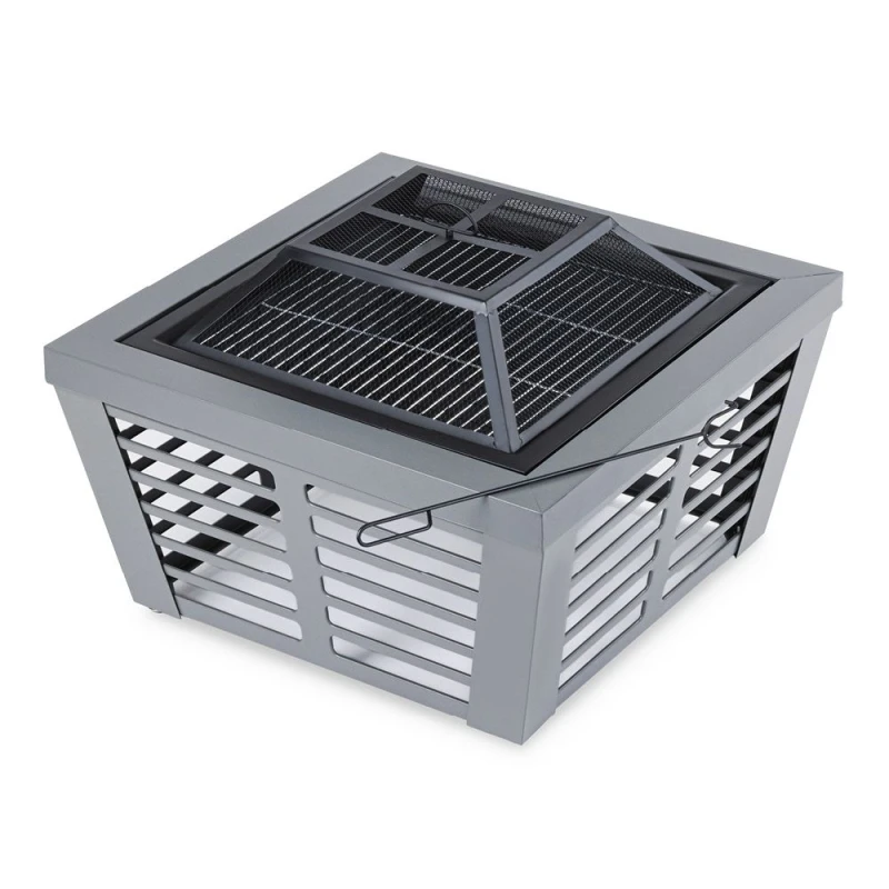 Image of LIVIVO 30" Venetian Outdoor Fire Pit with BBQ Grill Black unisex