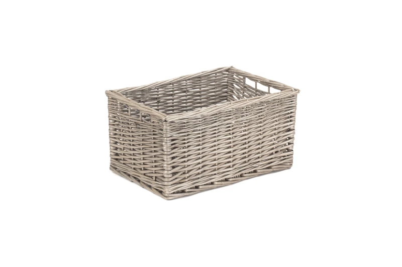 Image of Red Hamper Wicker Antique Wash Lined Open Storage Basket in Stone Size: XL Stone Unisex XL