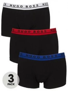 image of Hugo Boss 3 Pack Contrast Waistband Trunks White/Red/Blue Size 2XL Men