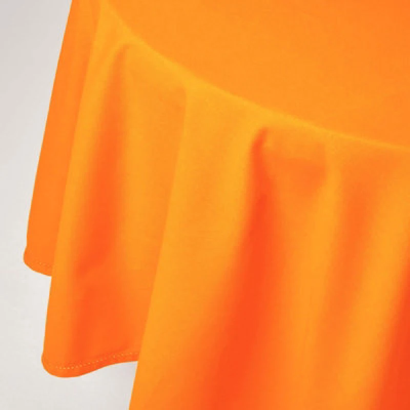Image of Homescapes Plain Cotton Round Tablecloth, 178cm Orange