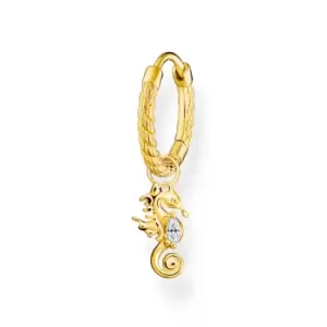 image of THOMAS SABO Gold Plated Seahorse Single Rope Hoop Earring