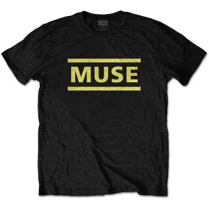 Image of Muse - Yellow Logo Unisex Large T-Shirt - Black