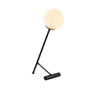 Image of Model 17 Deco Black Globe Table Lamp Opal Glass Shade