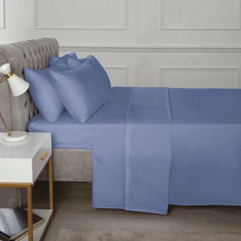 Image of Rapport Home TH Percale Fitted Sheet in Blue Size: King Blue Unisex King