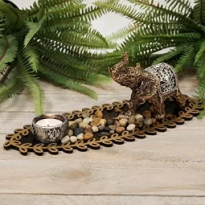 Image of Bronze Effect Elephant Figurine Double Tealight Holder 13cm