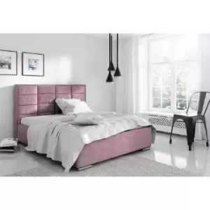 Image of Bulia Upholstered Beds - Plush Velvet, Small Double Size Frame, Pink - Pink