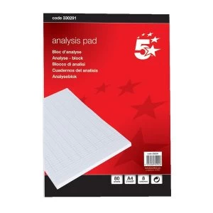 image of 5 Star A4 Ruled Analysis Pad 8 Cash Column with 80 Pages