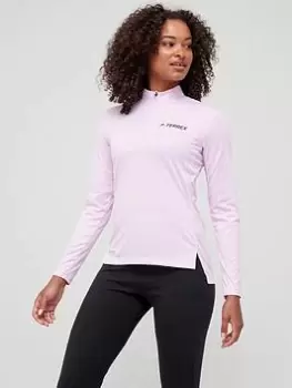 Image of adidas Womens Mountain Half Zip Top - Pink Size M Women
