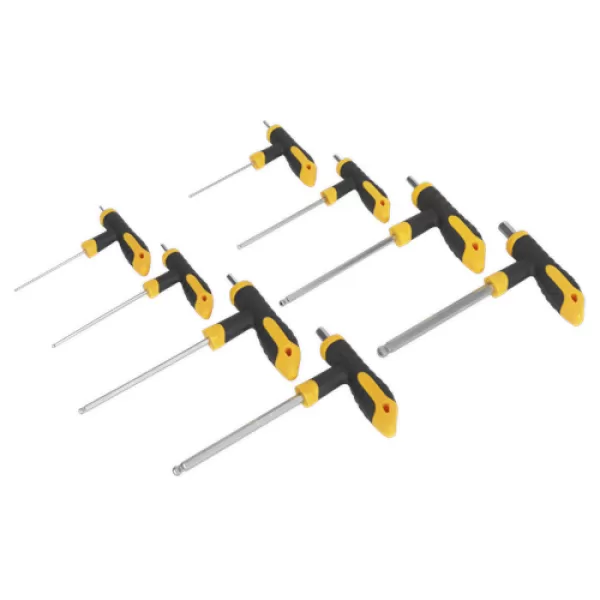 Image of Genuine SEALEY S01069 T-Handle Ball-End Hex Key Set 8pc