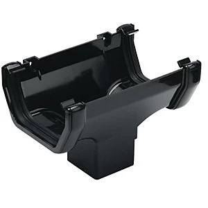 Image of FloPlast ROS1B Half Square Line Gutter Running Outlet - Black