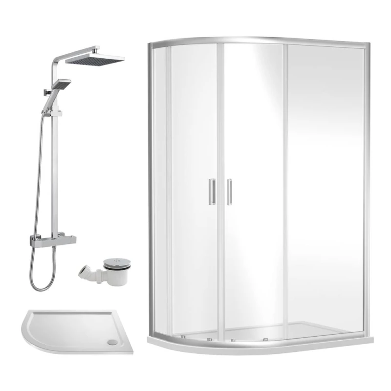 Image of Balterley Offset Left Quadrant Tray Square Shower Waste 1000x 800mm in White White Unisex