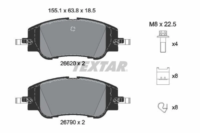 Image of Brake pad set TEXTAR 2662001