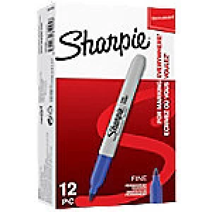 Image of Sharpie Permanent Marker Bullet Tip Fine 1mm Blue Pack of 12