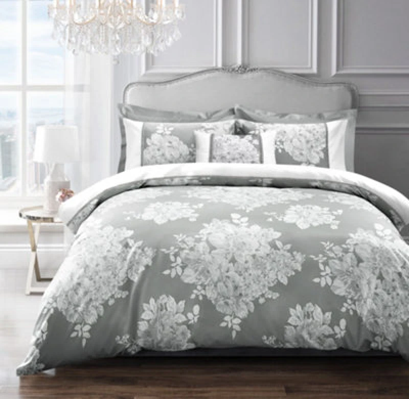Image of Sweet Dreams Silver Ascot Duvet Cover And Pillowcase Set Double