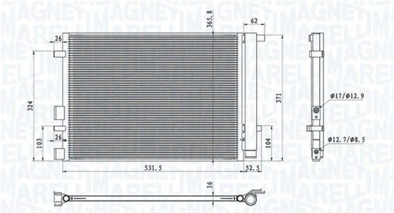 Image of MAGNETI MARELLI Air conditioning condenser MAGNETI MARELLI 350203100700