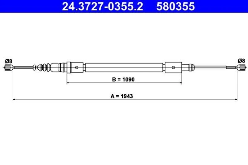 Image of ATE 24.3727-0355.2 Brake Cable 1943mm Cable,parking brake (124)