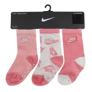 Image of Nike Patterned Crew 3 Pack Socks Unisex Babies - Pink