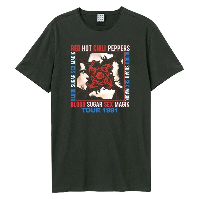 Image of Amplified Amplified Men 91 Tour Red Hot Chili Peppers T-Shirt in Charcoal Size: Small Charcoal S Male 5063377358612