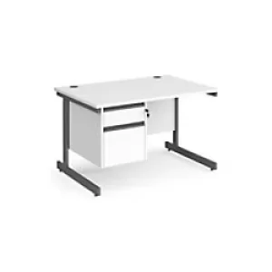 image of Dams International Straight Desk with White MFC Top and Graphite Frame Cantilever Legs and 2 Lockable Drawer Pedestal Contract 25 1200 x 800 x 725mm