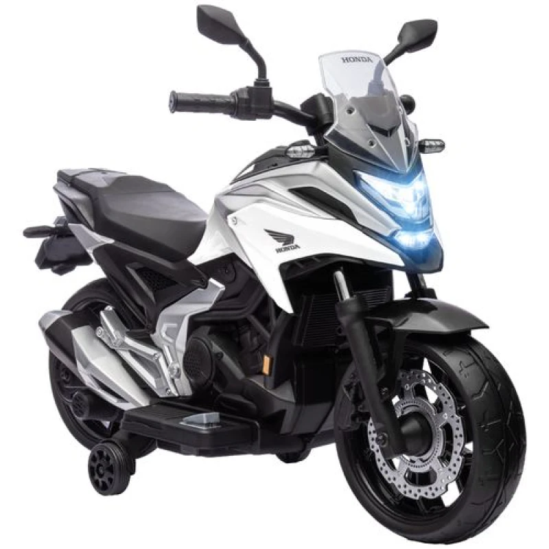 Image of AIYAPLAY Yellow Honda Licensed 12V Kids Electric Motorbike w/ Music Headlights - White TJ Hughes 5056725549572