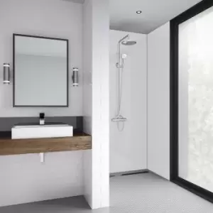 Image of Mermaid Brushed Steel Laminate Shower Wall Panel Square Edged 2420mm x 1200mm in Grey