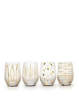 Image of Creative Tops Cheers Metallic Gold Stemless Wine Glasses ; Set Of 4