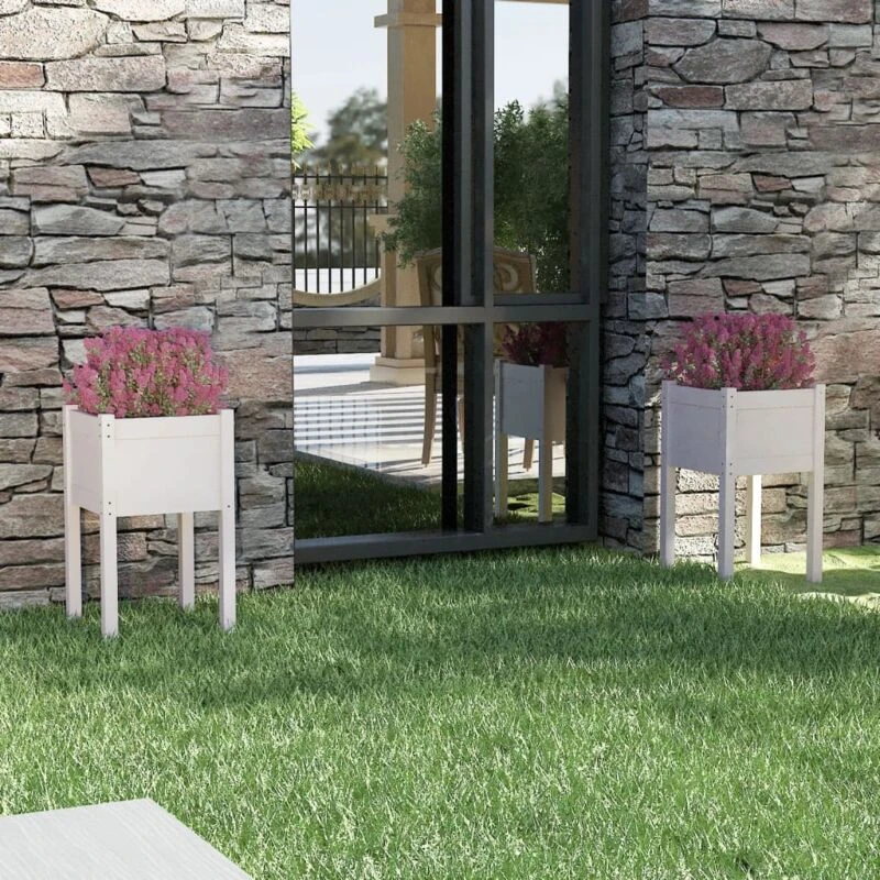 Image of VIDAXL Garden Planters 2 pcs White 40x40x70cm Solid Pinewood vidaXL 8720286815236