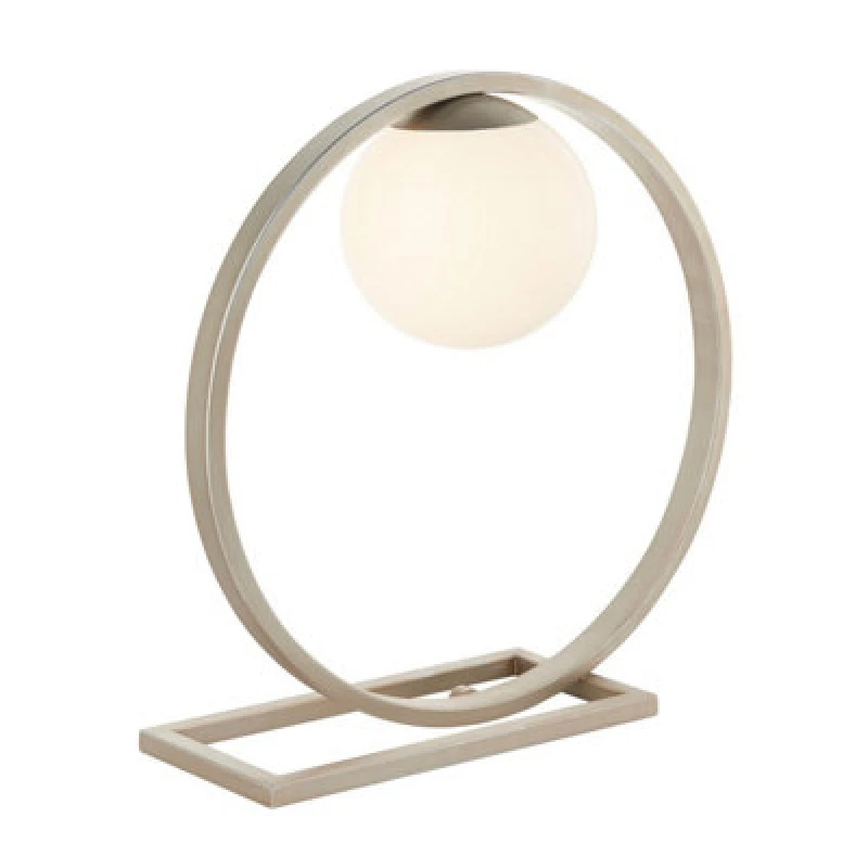 Image of Luminosa Lighting Luminosa Enzo Globe Table Lamp Brushed Silver Finish, Gloss Opal Glass, 1X G9