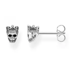 image of Sterling Silver Skull King Ear Studs H2111-643-11