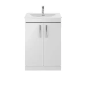 image of Nuie Athena 600 Floor Standing 2-door Vanity & Curved Basin - Gloss Grey Mist