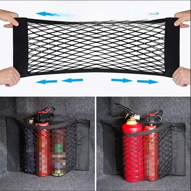 Image of Universal Car Storage Bag Double Mesh Trunk Storage Net Car Built-in Storage Bag Car Fire Extinguisher Fixed Net Anti-Slip