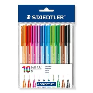 image of Staedtler Rainbow Ballpoint Pens Multicolour 0.5mm Line PK10