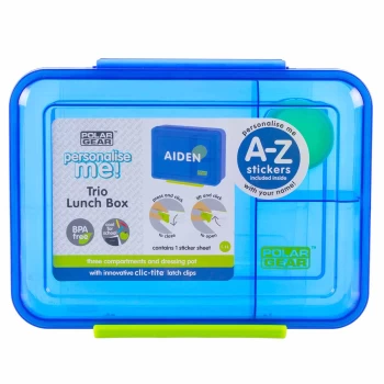 image of Polar Gear Clic-Tite A-Z Sticker Lunch Box 1.1 Litre, Blue