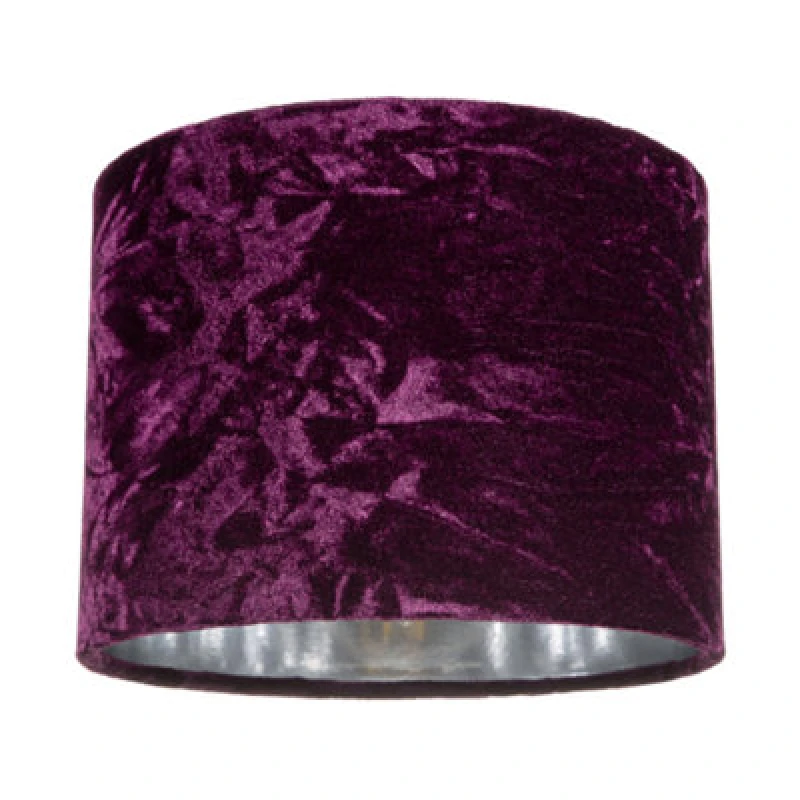 Image of Happy Homewares Modern Purple Crushed Velvet 8 Table/pendant Lampshade With Shiny Silver Inner