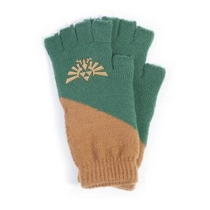 image of Nintendo - Green Core Unisex One Size Fingerless Gloves - Green/Brown